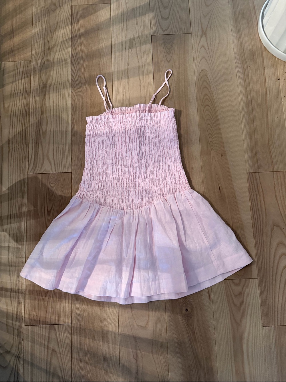 Wilfred Pink Smocked Midi Linen dress - Picture 3 of 3